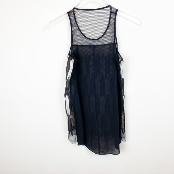 Sachin + Babi | Black Embroidered Mesh Abstract Ikat Top - Picture 4 of 9
